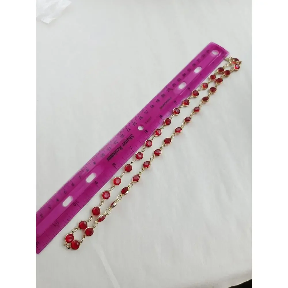 Two Sisters Necklace Gold Tone Red Crystals - Picture 8 of 8